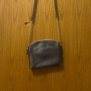 Charming Charlie Gunmetal Gray 8 X 6  Crossbody Bag.  2 Zipper Pockets.
